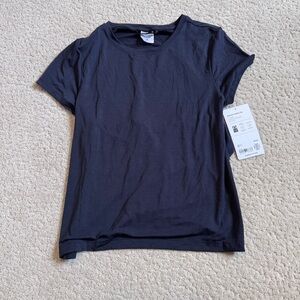 NWT Athleta Air Out Cinch Tee Cut Out Open Back Short Sleeve Black Top XXS